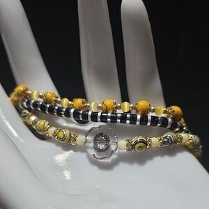 Chic Yellow and Black Beaded Bracelet by [Brand]